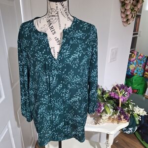 41 Hawthorn Teal Green Floral Print Blouse